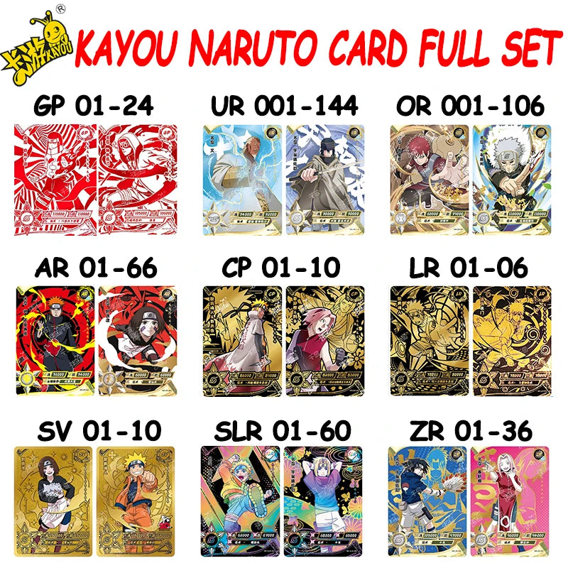 Naruto KAYOU Card Full Set Rare BP NR SE GP CP SP CR MR PR SV SLR OR AR NR UR ZR TR Cards Uzumaki Naruto Anime Collectible Card