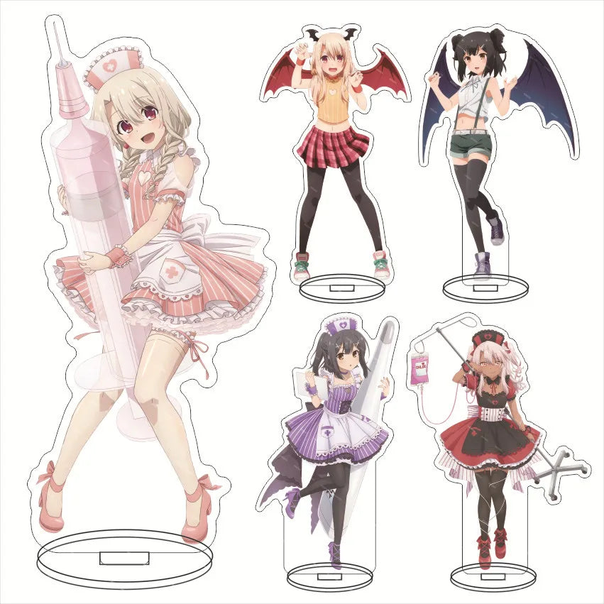 15CM Anime Fatekaleid liner Figures Illyasviel von Einzbern Acrylic Stands Miyu Edelfelt Chloe von Einzbern Character Model Prop