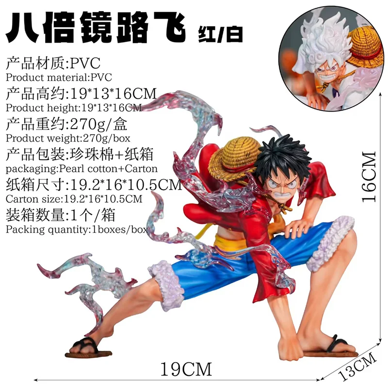 One Piece Luffy Gear 5 Nika Eight Times Mirror PVC Anime GK Figure Statue 19*13*16CM 270G Desktop Decor For Anime Collectors