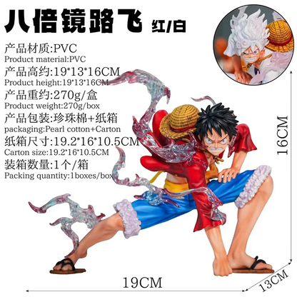 One Piece Luffy Gear 5 Nika Eight Times Mirror PVC Anime GK Figure Statue 19*13*16CM 270G Desktop Decor For Anime Collectors