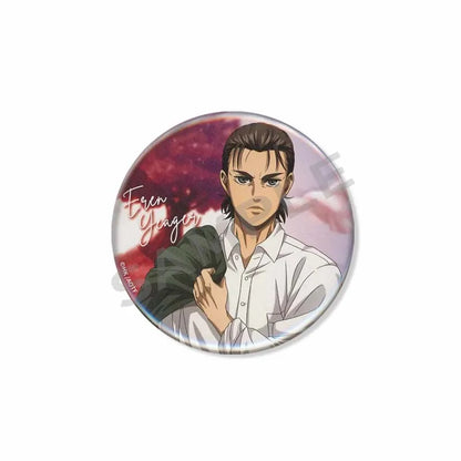 Attack on Titan Lapel Pins Creative Round Brooch Eren Yeager Levi Mikasa Cartoon Badge Pin Hat Clothes Accessories Jewelry Gift
