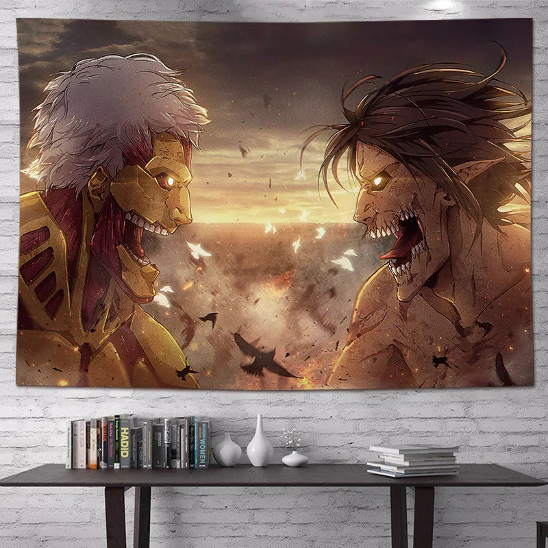 Attack on Titan Anime Tapestry Vertical Cartoon Wall Hanging Art Tapestry for Dorm Bedroom Living Room Home Decoration