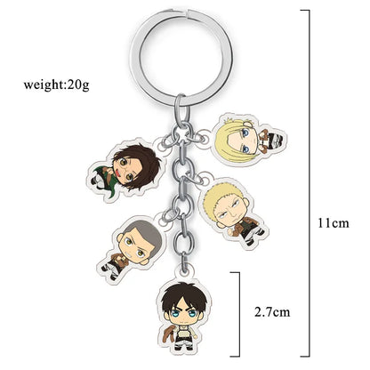 Attack on Titan Anime Keychain Set of 5 Double Sided Transparent Acrylic Hanging Pendant Accessories Gift for Fans Collection