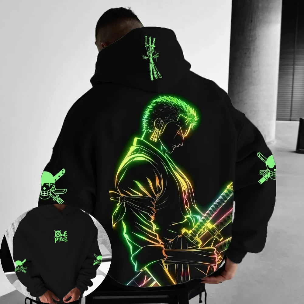 ONE PIECE Men's Hoodie Sweater Roronoa Zoro Japanese Anime Spring and Autumn Punk Boy Children's Long Sleeve Parent-Child Wear