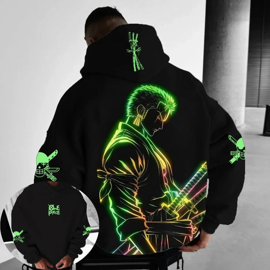 ONE PIECE Men's Hoodie Sweater Roronoa Zoro Japanese Anime Spring and Autumn Punk Boy Children's Long Sleeve Parent-Child Wear
