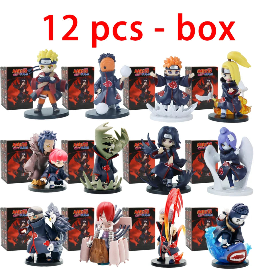 1-12pcs Naruto Blind Box Figure Toys Shippuden Akatsuki Arc Series Trendy Mystery Box PVC Model Surprise Christmas Toys Gift