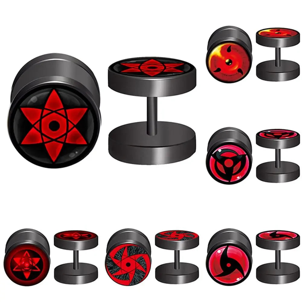 Anime Uzumaki Naruto Figures Earrings Accessories Uchiha Itachi Sharingan Cosplay Party Studs Earrings Toys for Women Girl Gift
