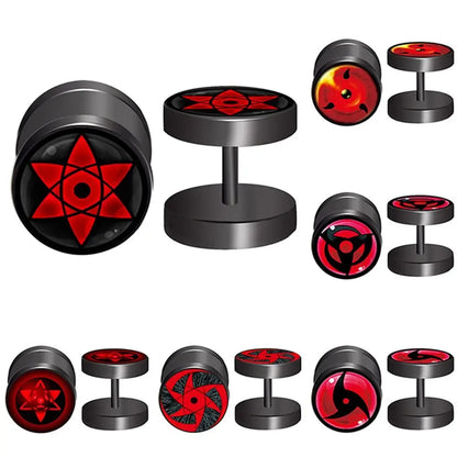 Anime Uzumaki Naruto Figures Earrings Accessories Uchiha Itachi Sharingan Cosplay Party Studs Earrings Toys for Women Girl Gift
