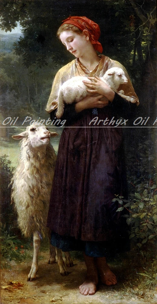 Arthyx,Print Love On The Look Out Of William Adolphe Bouguereau Oil Paintings On Canvas,Classical Wall Picture Living Room Decor