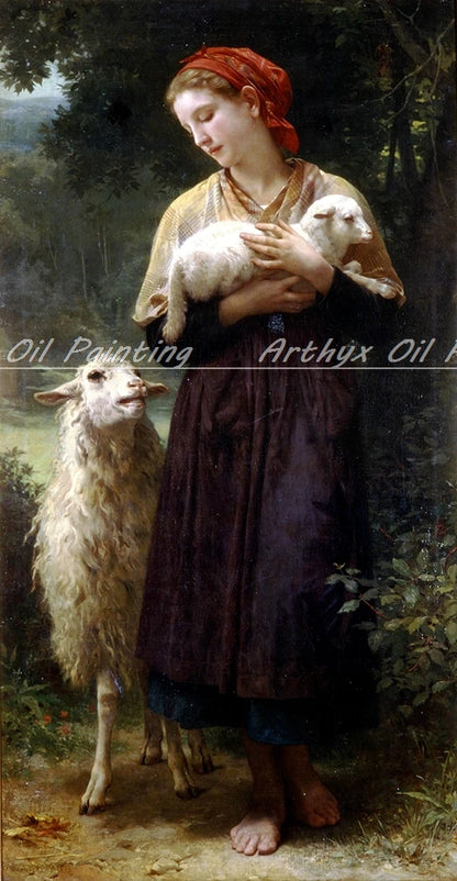 Arthyx,Print Love On The Look Out Of William Adolphe Bouguereau Oil Paintings On Canvas,Classical Wall Picture Living Room Decor