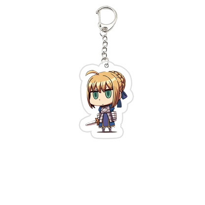 Acrylic Fate Stay Night Keyring Key Chains Cute Artoria Pendragon Saber KeyChain Pendant KeyRing for Accessories Bag Fans Gifts