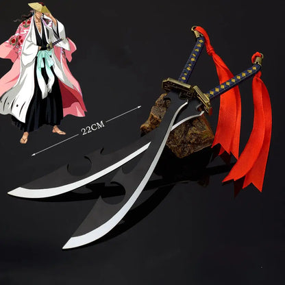26cm Bleach Mini Tensa Zangetsu Sword Keychain for Fans Anime Peripherals Kurosaki Ichigo Metal Mask Pendant Keychain Gifts