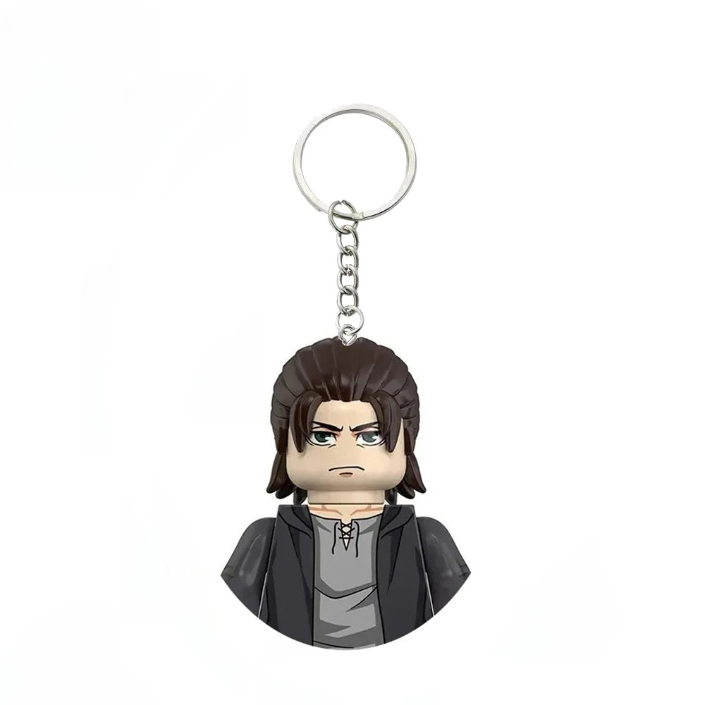 New Attack on Titan Minifigure Keychain Shingeki No Kyojin Eren Levi Mikasa Anime Action Figures Toys for Kids Gift