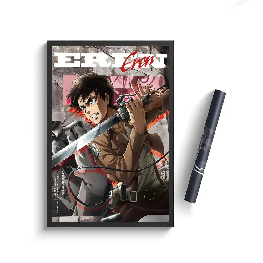 Anime Attack on Titan Poster Stickers Painting Self-Adhesive Wall Decals for Room Home HD Decor Gift