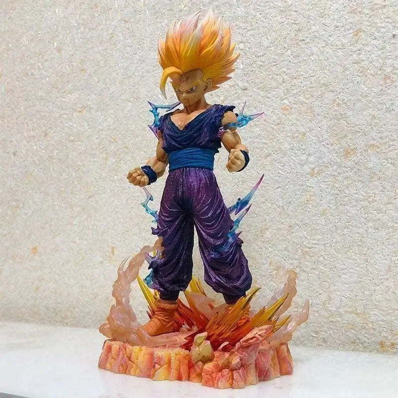 Dragon Ball Z Super Saiyan 2 Son Gohan Figure, Anime Statue with Lightning & Flame Effect Base, Battle Damage Ver. PVC Collectib