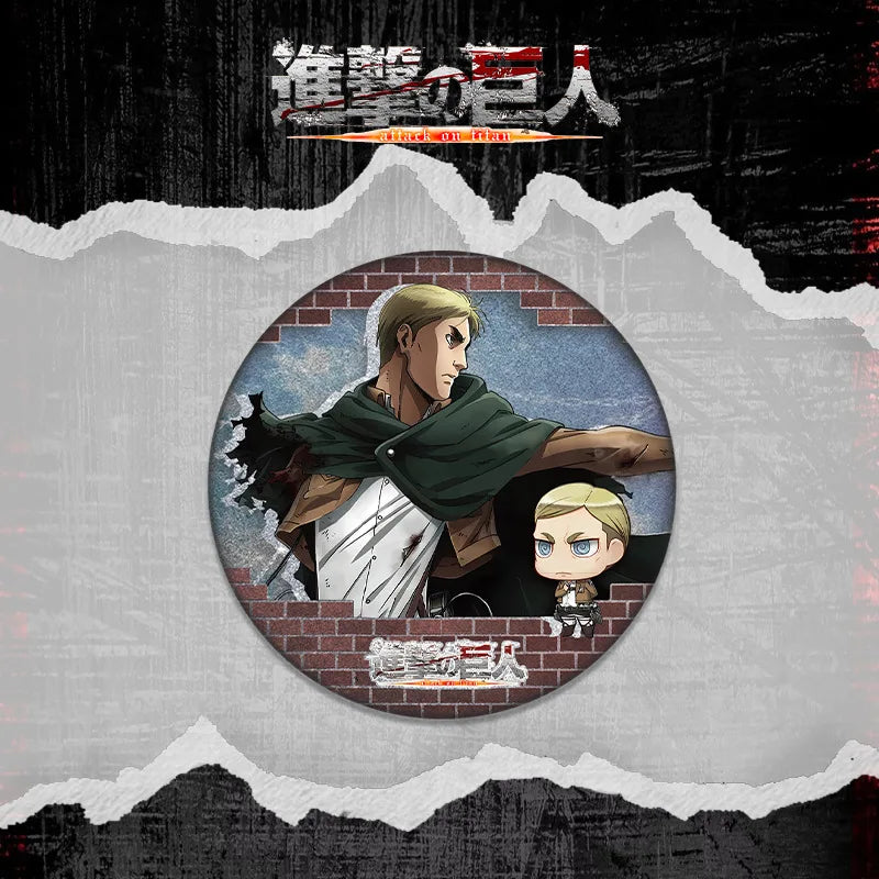 Attack on Titan 58 Badge Plain Glossy Film 58 Pin Anime Eren Yeager Ackerman Merchandise Souvenirs Collectibles Action Figures