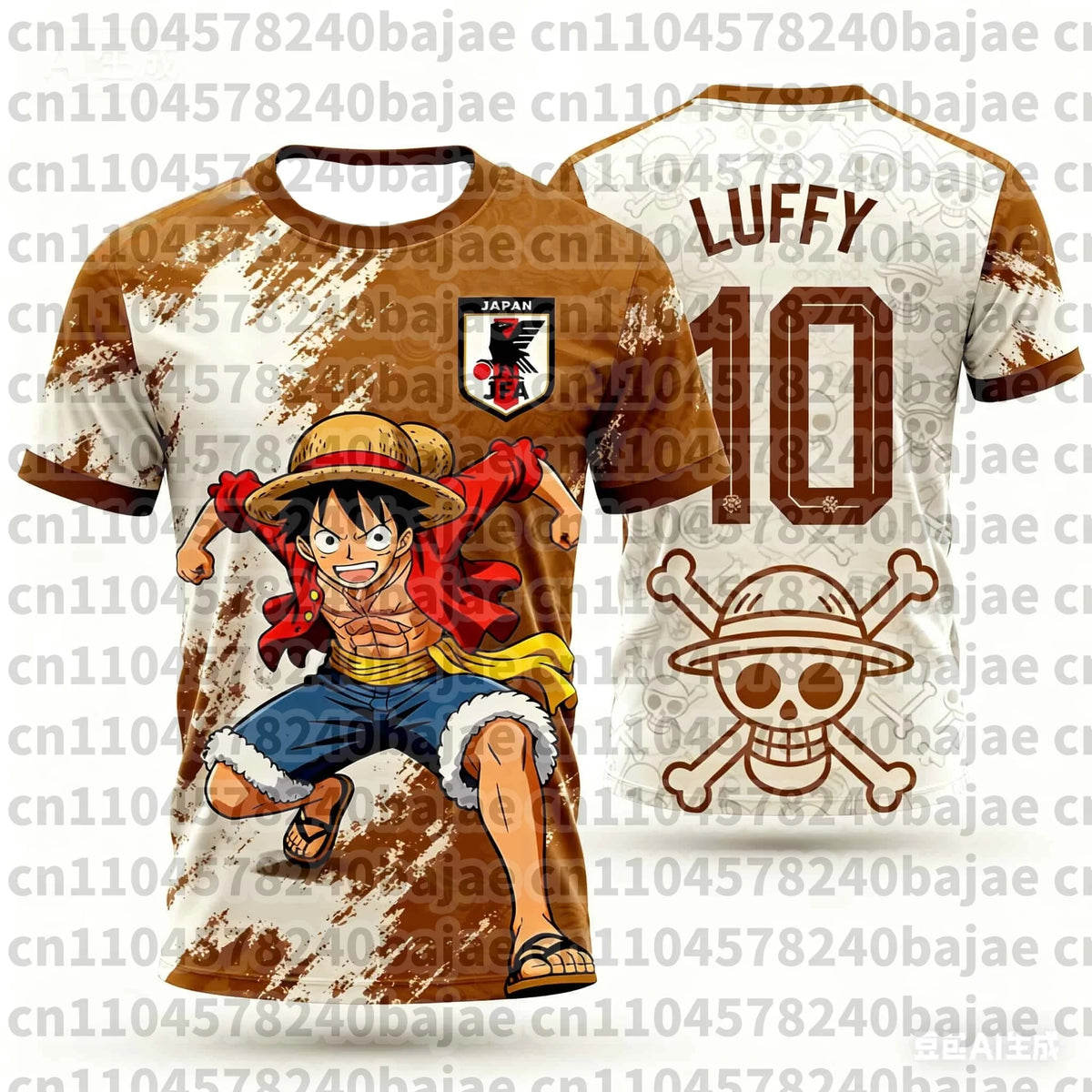 Japan One Piece Luffy Football Jersey Men T-shirt Kids Football Special Jersey Kit Adult Men's/Women's Quick-Drying Sweatshirt