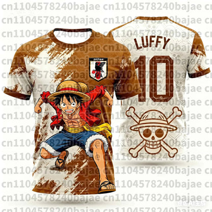 Japan One Piece Luffy Football Jersey Men T-shirt Kids Football Special Jersey Kit Adult Men's/Women's Quick-Drying Sweatshirt