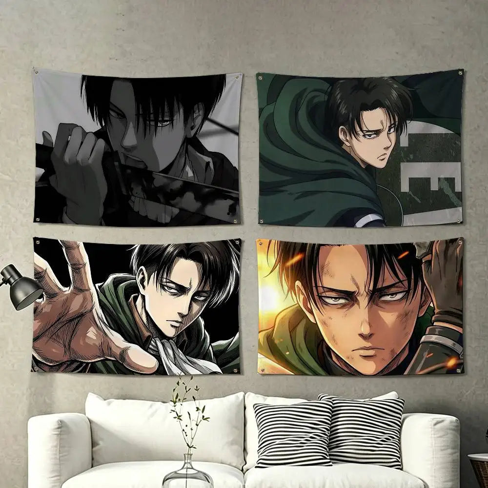 Attack on Titan Levi Ackerman Flags for Bedrooms Home Decor Items Outdoor Decors Garage Decoration Flaga