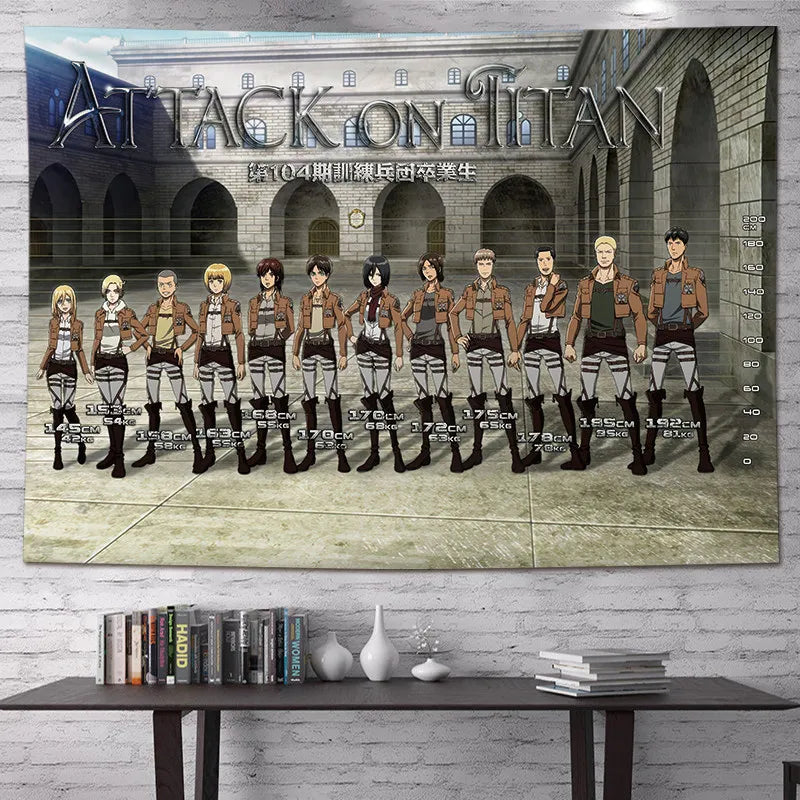 Attack on Titan Anime Tapestry Vertical Cartoon Wall Hanging Art Tapestry for Dorm Bedroom Living Room Home Decoration