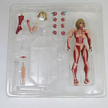 In Stock Attack On Titan Amazing Yamaguchi Revoltech Nr068 Female Titan Annie Leonhart Figure Gk Collection Model Toy Gift