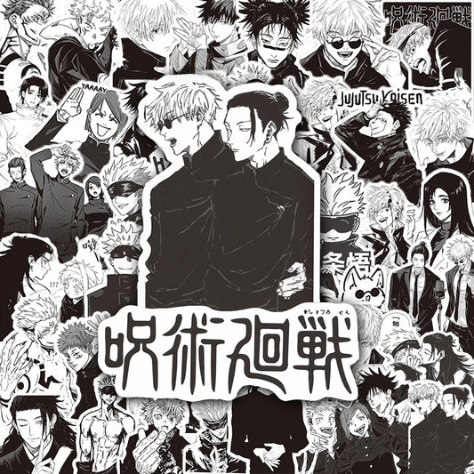 10/30/65pcs Jujutsu Kaisen Anime Cartoon Stickers Cool Black White Manga Graffiti Decal DIY Guitar Motorcycle Laptop Sticker Toy