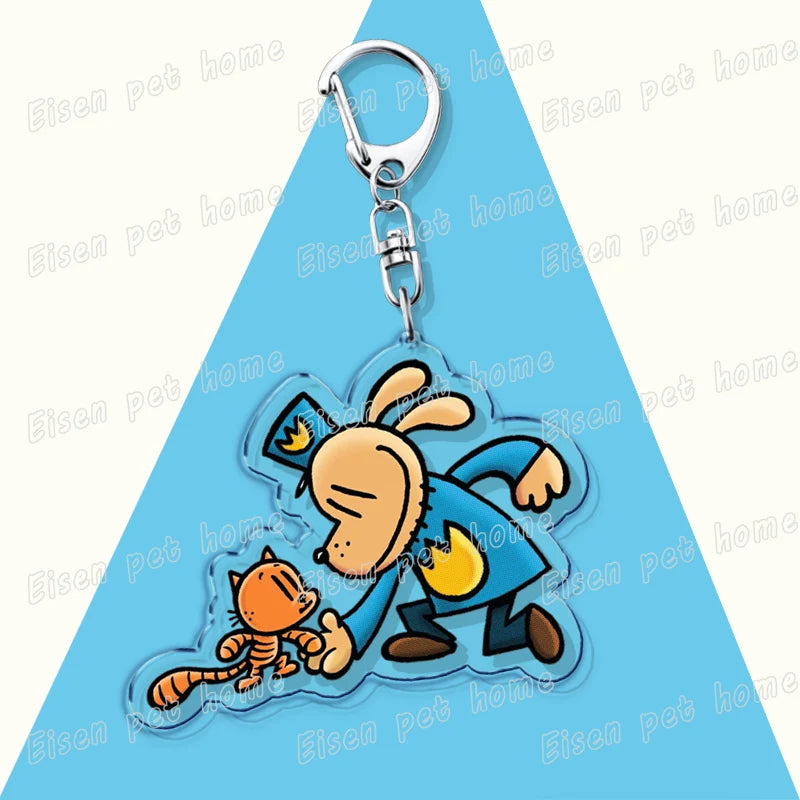 Dog Man Cat Keychain