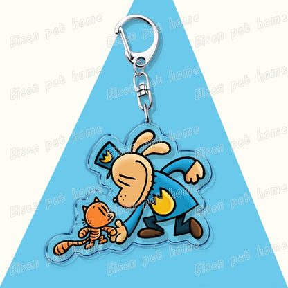 Dog Man Cat Keychain