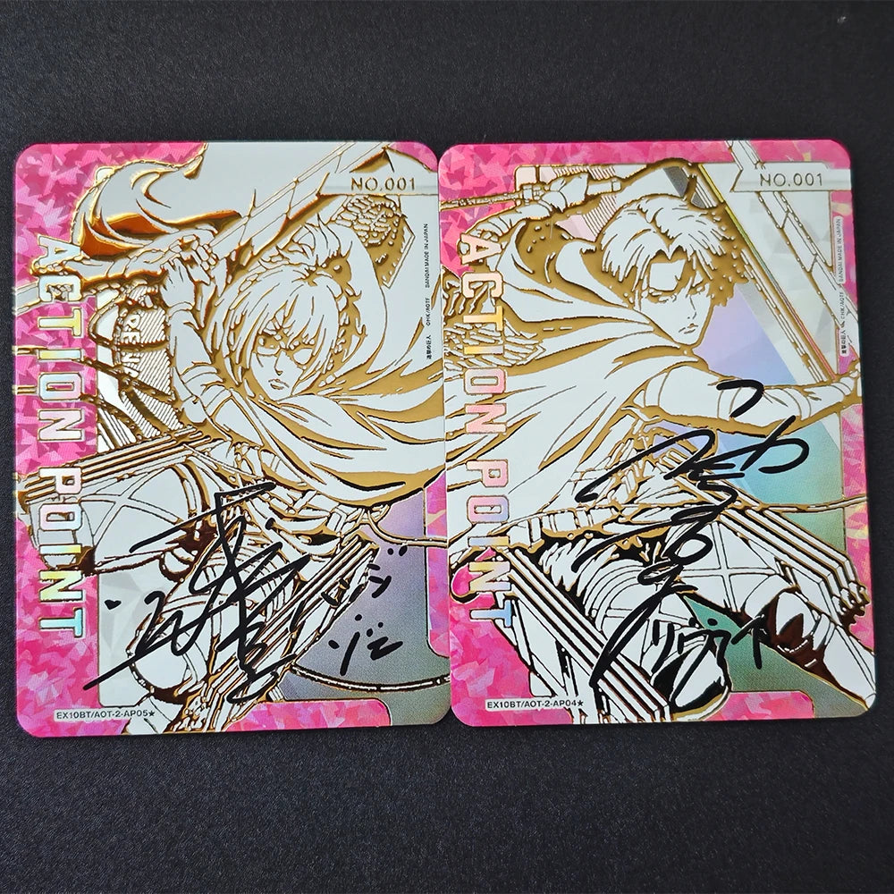 Union Arena Attack On Titan Anime Collection Card Levi Ackerman Hange Zoe Signature Card Textured Refractive Flash Card Kid Gift