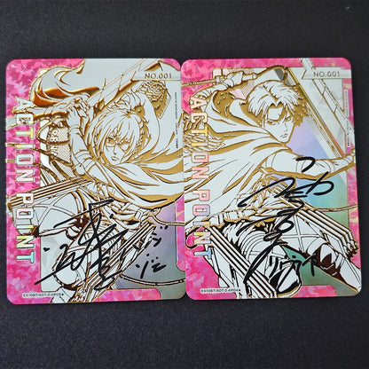Union Arena Attack On Titan Anime Collection Card Levi Ackerman Hange Zoe Signature Card Textured Refractive Flash Card Kid Gift
