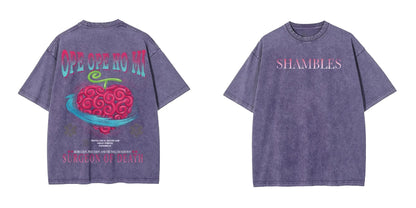 ONE PIECE Devil Fruit Print Retro Old T-shirt Casual Vacation Style Anime Style Street Short Sleeve Summer Men's  Women's Tops