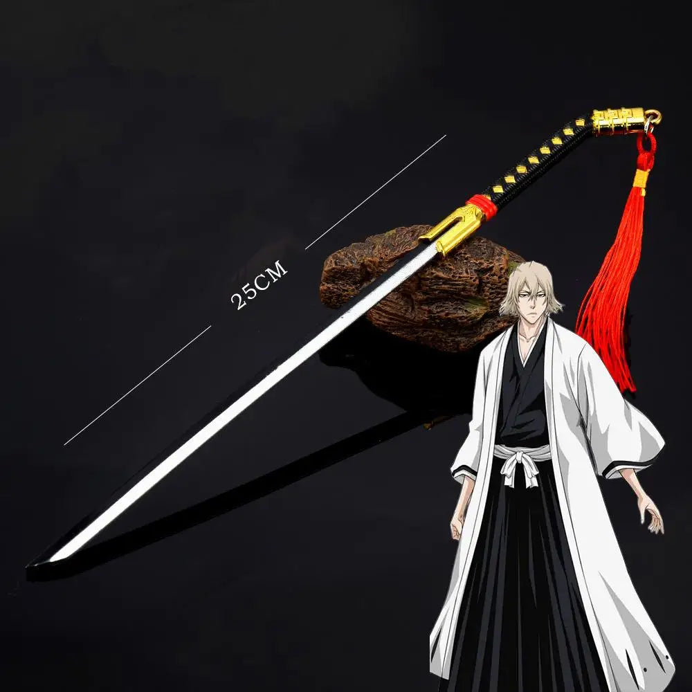 26cm Bleach Mini Tensa Zangetsu Sword Keychain for Fans Anime Peripherals Kurosaki Ichigo Metal Mask Pendant Keychain Gifts