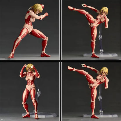 Attack On Titan Amazing Yamaguchi Revoltech Nr068 Female Titan Annie Leonhart Figures Pvc Figurine Collection Model Toy In-Stock