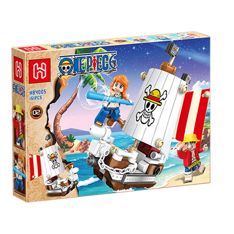 One Piece Thousand Sunny Going Merry Micro Bricks 4in1 Building Blocks Model Toys Ornament Pirate Ship Figures Kits Gifts
