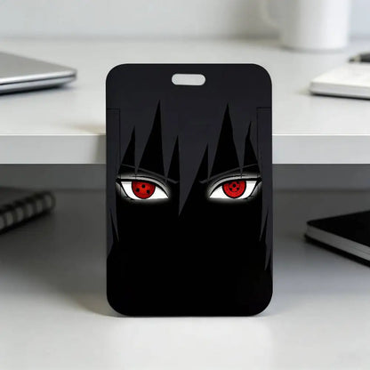 Anime N-NARUTO Akatsuki Itachi Sharingan Transparent Card Holder Employee Plastic Slide Cover Lanyard Work Business ID Bag Bus