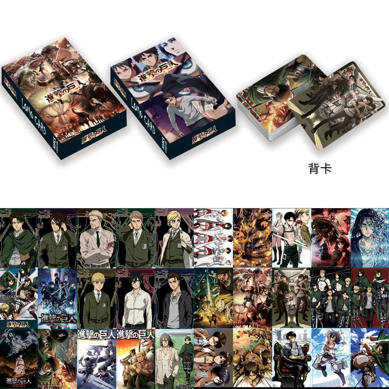 30pcs/set Attack on Titan Japanese Anime Mini Cards Small Card Games with Postcards Message Photo Gift Collection Toys Gift