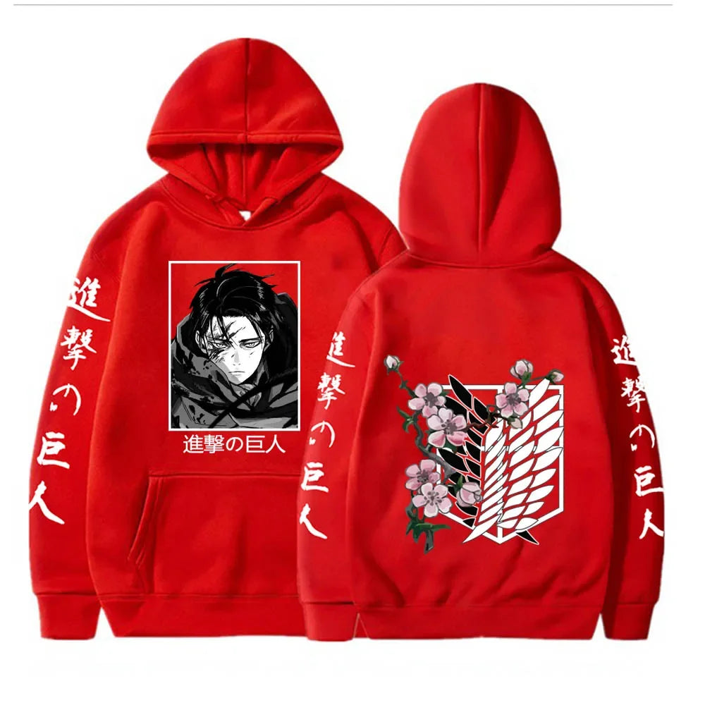 New Attack Giant Large Hoodie Levi Graphic Hoodie Men's and Women's Clothing Autumn Warm Hoodie Street Top