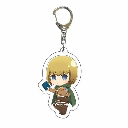 Attack On Titan Anime Peripheral Acrylic Figure Display Keychain Pendant Eren Mikasa Levi Creative Decorative Gift Accessories
