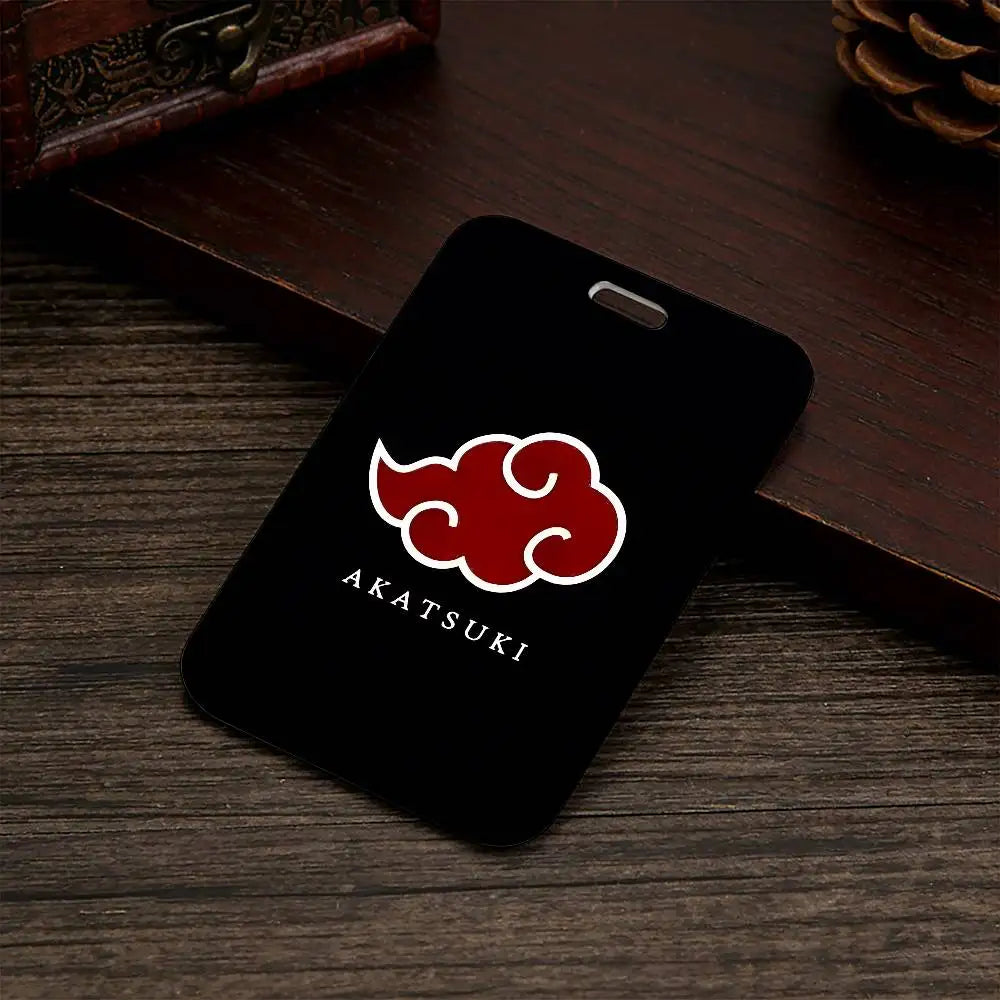 Anime N-NARUTO Akatsuki Itachi Sharingan Transparent Card Holder Employee Plastic Slide Cover Lanyard Work Business ID Bag Bus