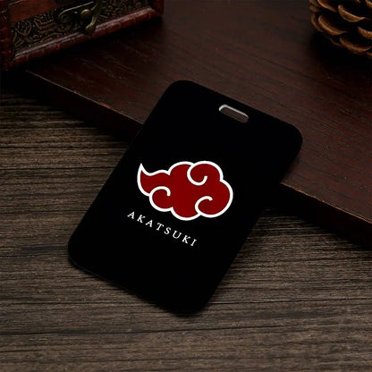 Anime N-NARUTO Akatsuki Itachi Sharingan Transparent Card Holder Employee Plastic Slide Cover Lanyard Work Business ID Bag Bus