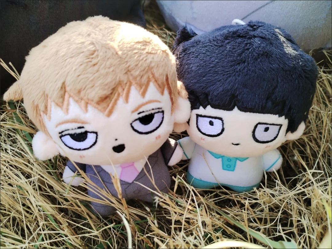 Stuffed 10cm Mob Psycho100 Kageyama Shigeo Reigen Arataka Big Head Cotton Doll Dress Up Plush Toy for Backpack Ornament Keychain