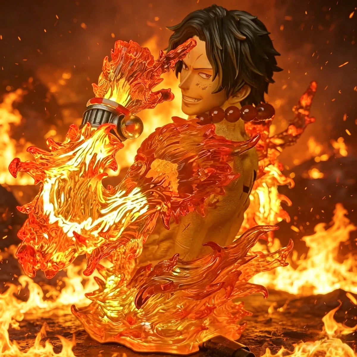 Anime One Piece Ace Figure Portgas D Ace Action Figurine PVC Glowing Statue Collectible Model Toys for Childern Christmas Gifts