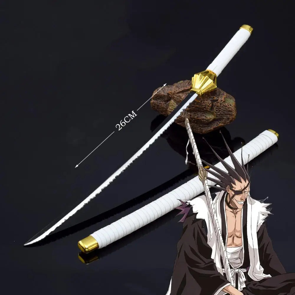 26cm Bleach Mini Tensa Zangetsu Sword Keychain for Fans Anime Peripherals Kurosaki Ichigo Metal Mask Pendant Keychain Gifts