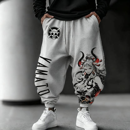 ONE PIECE Anime Yamato Printed Sweetpants 2025 Autumn/Winter Men's New Hip Hop Trend Y2K Casual Loose Sports Tapped Pants