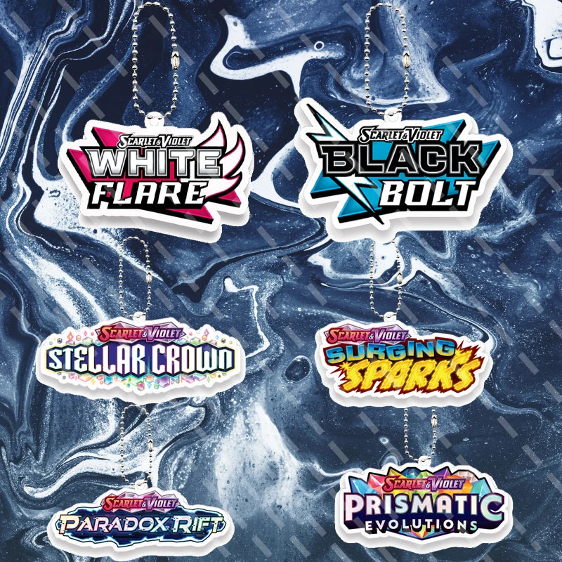 6pcs Anime Cartoon Pocket Monsters Small Card Logo Acrylic Keychain Fashion Peripheral Accessory Pendant Charm Keyring Gifts Toy
