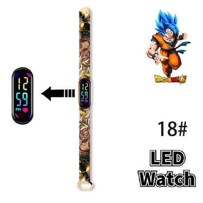 Bandai Dragon Ball Z 2 Fashion Cartoon Action Printing Anime LED Type Watches Kids Watch Birthday Gifts Toys