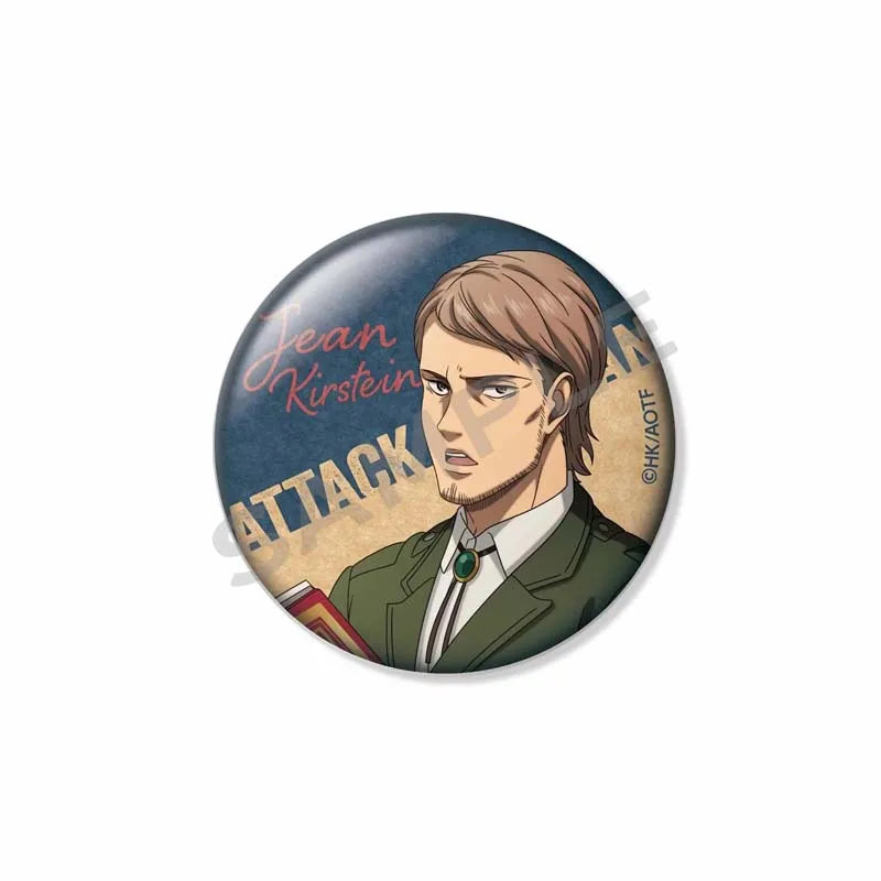 Attack on Titan Lapel Pins Creative Round Brooch Eren Yeager Levi Mikasa Cartoon Badge Pin Hat Clothes Accessories Jewelry Gift