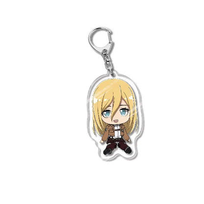 Attack On Titan Acrylic Figure Display Cartoon Keychain Eren Mikasa Levi Anime Desk Ornament Key Ring Accessories Q Version