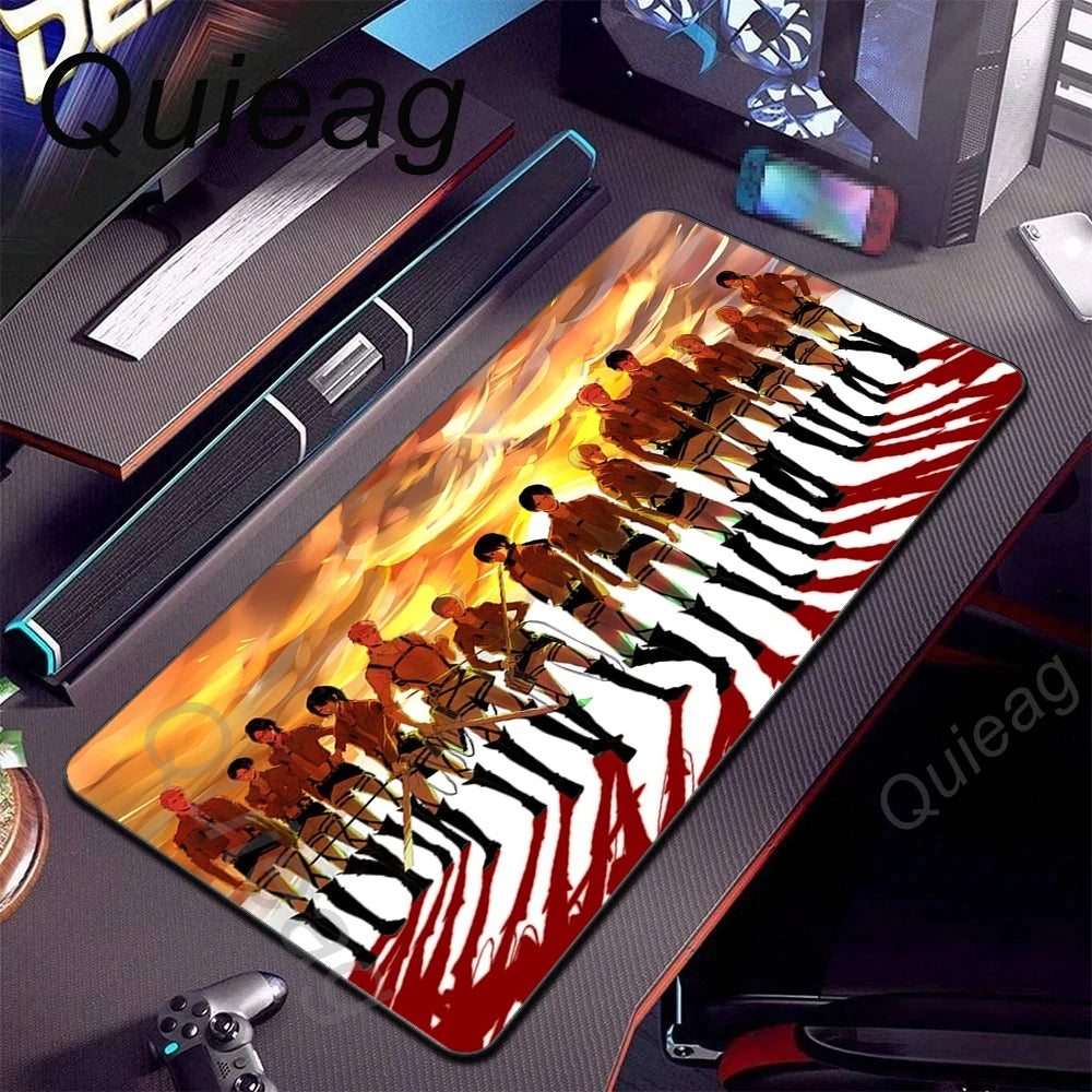 New HD Printing Attack on Titan Anime Desk Mat Large Lock Edge Mouse Pad Computer Mousepad Gaming Laptop Keyboard Mouse Mats Rug