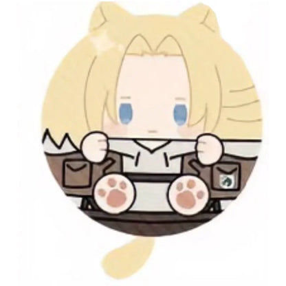 Attack On Titan Vol 2 Cat Ear Squeaky Mochi Anime Plush Pendant Levi Eren Mikasa Hange Erwin Anime Peripheral Bag Ornament Toy
